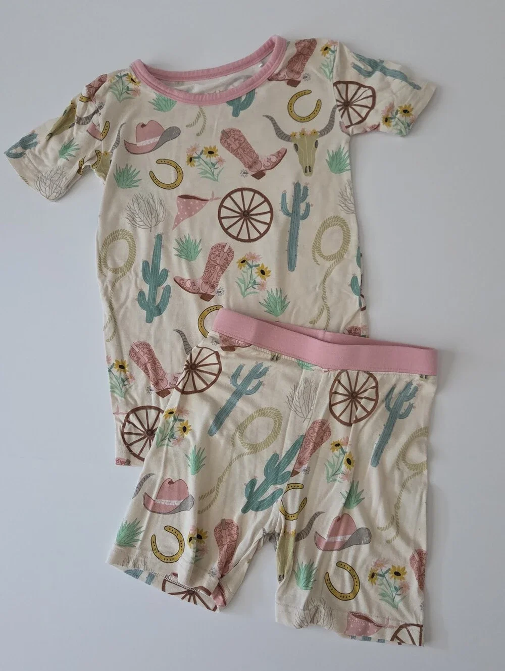 Little Sleepies Pajamas Two Sets Green Dolphin Dance And Pink Ready to Rodeo